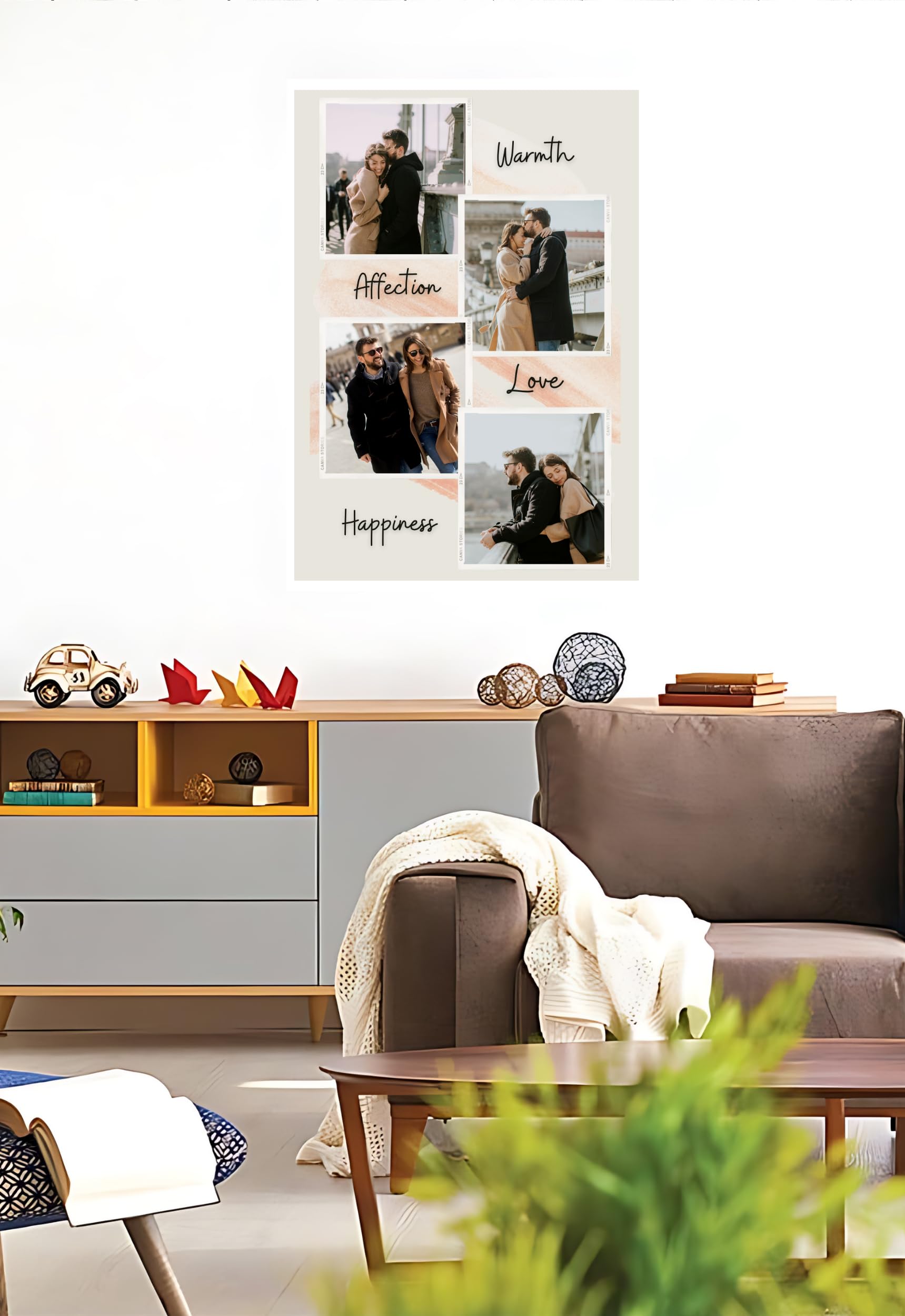 Master Flame Personalised Happy Anniversary Love Photo Collage Frame Poster with Photo Upload, Aesthetic Wall Art for Living Roo